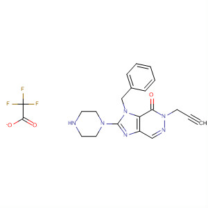 635721-64-1  4H-Imidazo[4,5-d]pyridazin-4-one,3,5-dihydro-3-(phenylmethyl)-2-(1-piperazinyl)-5-(2-propynyl)-,mono(trifluoroacetate)