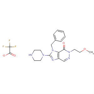 635721-70-9  4H-Imidazo[4,5-d]pyridazin-4-one,3,5-dihydro-5-(2-methoxyethyl)-3-(phenylmethyl)-2-(1-piperazinyl)-,mono(trifluoroacetate)