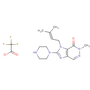 635721-84-5  4H-Imidazo[4,5-d]pyridazin-4-one,3,5-dihydro-5-methyl-3-(3-methyl-2-butenyl)-2-(1-piperazinyl)-,mono(trifluoroacetate)