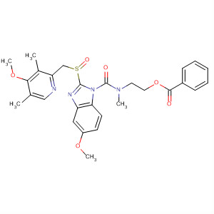 635751-50-7  1H-Benzimidazole-1-carboxamide,N-[2-(benzoyloxy)ethyl]-5-methoxy-2-[[(4-methoxy-3,5-dimethyl-2-pyridinyl)methyl]sulfinyl]-N-methyl-
