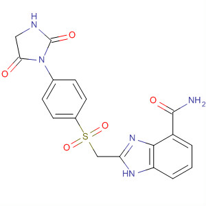 636574-46-4  1H-Benzimidazole-4-carboxamide,2-[[[4-(2,5-dioxo-1-imidazolidinyl)phenyl]sulfonyl]methyl]-