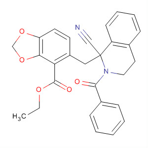 627884-04-2  1,3-Benzodioxole-4-carboxylic acid,5-[(2-benzoyl-1-cyano-1,2,3,4-tetrahydro-1-isoquinolinyl)methyl]-, ethylester