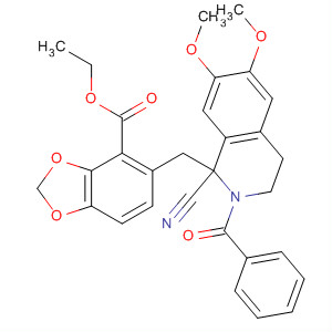 627884-09-7  1,3-Benzodioxole-4-carboxylic acid,5-[(2-benzoyl-1-cyano-1,2,3,4-tetrahydro-6,7-dimethoxy-1-isoquinolinyl)methyl]-, ethyl ester