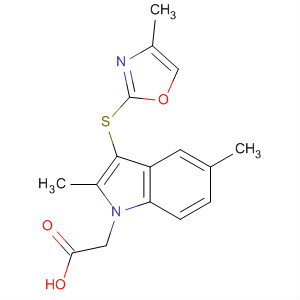 628736-85-6  1H-Indole-1-acetic acid, 2,5-dimethyl-3-[(4-methyl-2-oxazolyl)thio]-