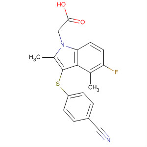 628736-95-8  1H-Indole-1-acetic acid, 3-[(4-cyanophenyl)thio]-5-fluoro-2,4-dimethyl-
