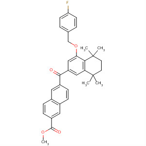 628738-73-8  2-Naphthalenecarboxylic acid,6-[[4-[(4-fluorophenyl)methoxy]-5,6,7,8-tetrahydro-5,5,8,8-tetramethyl-2-naphthalenyl]carbonyl]-, methyl ester