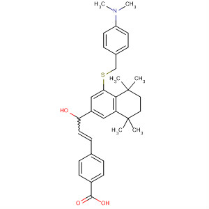 628739-39-9  Benzoic acid,4-[3-[4-[[[4-(dimethylamino)phenyl]methyl]thio]-5,6,7,8-tetrahydro-5,5,8,8-tetramethyl-2-naphthalenyl]-3-hydroxy-1-propenyl]-