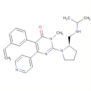 629623-40-1  4(3H)-Pyrimidinone,5-(3-ethenylphenyl)-3-methyl-2-[(2R)-2-[[(1-methylethyl)amino]methyl]-1-pyrrolidinyl]-6-(4-pyridinyl)-