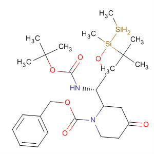 629648-08-4  1-Piperidinecarboxylic acid,2-[(1S)-1-[[(1,1-dimethylethoxy)carbonyl]amino]-2-[[(1,1-dimethylethyl)dimethylsilyl]oxy]ethyl]-4-oxo-, phenylmethyl ester, (2R)-