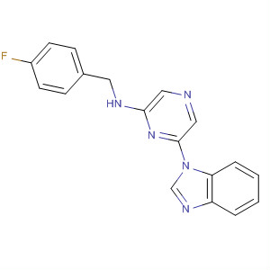 629669-38-1  Pyrazinamine, 6-(1H-benzimidazol-1-yl)-N-[(4-fluorophenyl)methyl]-