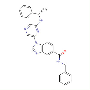 629669-67-6  1H-Benzimidazole-5-carboxamide,1-[6-[[(1S)-1-phenylethyl]amino]pyrazinyl]-N-(phenylmethyl)-