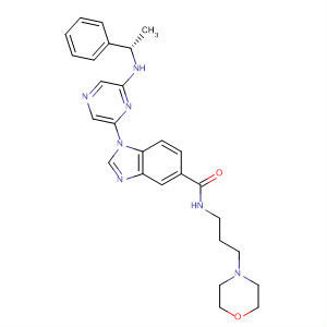 629669-91-6  1H-Benzimidazole-5-carboxamide,N-[3-(4-morpholinyl)propyl]-1-[6-[[(1S)-1-phenylethyl]amino]pyrazinyl]-