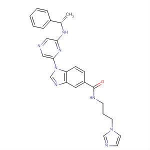 629670-06-0  1H-Benzimidazole-5-carboxamide,N-[3-(1H-imidazol-1-yl)propyl]-1-[6-[[(1S)-1-phenylethyl]amino]pyrazinyl]-