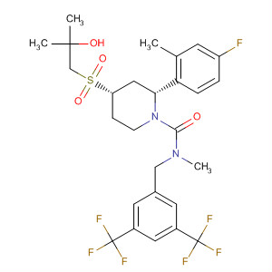 629921-48-8  1-Piperidinecarboxamide,N-[[3,5-bis(trifluoromethyl)phenyl]methyl]-2-(4-fluoro-2-methylphenyl)-4-[(2-hydroxy-2-methylpropyl)sulfonyl]-N-methyl-, (2R,4S)-