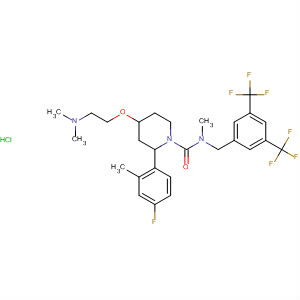 629922-95-8  1-Piperidinecarboxamide,N-[[3,5-bis(trifluoromethyl)phenyl]methyl]-4-[2-(dimethylamino)ethoxy]-2-(4-fluoro-2-methylphenyl)-N-methyl-, monohydrochloride