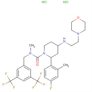 629925-84-4  1-Piperidinecarboxamide,N-[[3,5-bis(trifluoromethyl)phenyl]methyl]-2-(4-fluoro-2-methylphenyl)-N-methyl-4-[[2-(4-morpholinyl)ethyl]amino]-, dihydrochloride