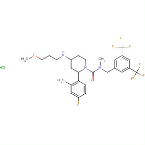 629925-91-3  1-Piperidinecarboxamide,N-[[3,5-bis(trifluoromethyl)phenyl]methyl]-2-(4-fluoro-2-methylphenyl)-4-[(2-methoxyethyl)methylamino]-N-methyl-, monohydrochloride