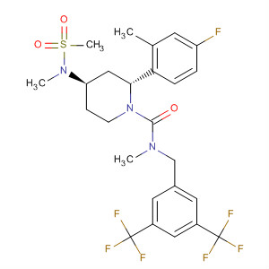 629928-45-6  1-Piperidinecarboxamide,N-[[3,5-bis(trifluoromethyl)phenyl]methyl]-2-(4-fluoro-2-methylphenyl)-N-methyl-4-[methyl(methylsulfonyl)amino]-, (2R,4R)-