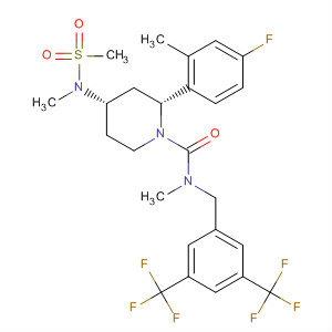 629928-50-3  1-Piperidinecarboxamide,N-[[3,5-bis(trifluoromethyl)phenyl]methyl]-2-(4-fluoro-2-methylphenyl)-N-methyl-4-[methyl(methylsulfonyl)amino]-, (2R,4S)-