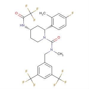 629928-57-0  1-Piperidinecarboxamide,N-[[3,5-bis(trifluoromethyl)phenyl]methyl]-2-(4-fluoro-2-methylphenyl)-N-methyl-4-[(trifluoroacetyl)amino]-, (2R,4S)-