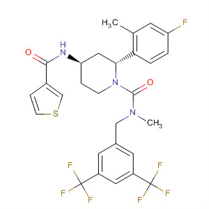 629928-64-9  1-Piperidinecarboxamide,N-[[3,5-bis(trifluoromethyl)phenyl]methyl]-2-(4-fluoro-2-methylphenyl)-N-methyl-4-[(3-thienylcarbonyl)amino]-, (2R,4R)-