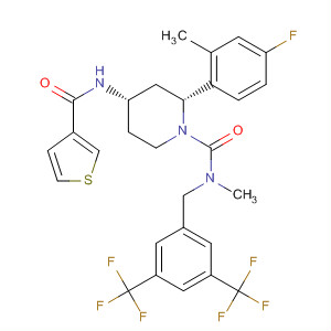 629928-71-8  1-Piperidinecarboxamide,N-[[3,5-bis(trifluoromethyl)phenyl]methyl]-2-(4-fluoro-2-methylphenyl)-N-methyl-4-[(3-thienylcarbonyl)amino]-, (2R,4S)-