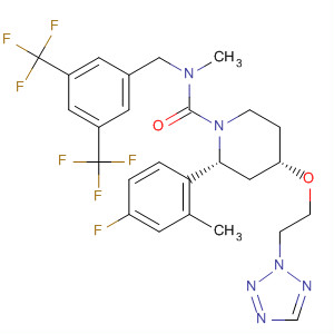 629930-62-7  1-Piperidinecarboxamide,N-[[3,5-bis(trifluoromethyl)phenyl]methyl]-2-(4-fluoro-2-methylphenyl)-N-methyl-4-[2-(2H-tetrazol-2-yl)ethoxy]-, (2R,4S)-