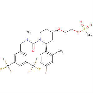 629930-76-3  1-Piperidinecarboxamide,N-[[3,5-bis(trifluoromethyl)phenyl]methyl]-2-(4-fluoro-2-methylphenyl)-N-methyl-4-[2-[(methylsulfonyl)oxy]ethoxy]-, (2R,4S)-