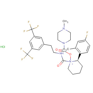 629931-15-3  1-Piperazinecarboxylic acid, 4-methyl-,(2R,4S)-1-[[[[3,5-bis(trifluoromethyl)phenyl]methyl]methylamino]carbonyl]-2-(4-fluoro-2-methylphenyl)-4-piperidinyl ester, monohydrochloride
