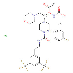 629931-34-6  Carbamic acid, [2-(4-morpholinyl)ethyl]-,(2R,4S)-1-[[[[3,5-bis(trifluoromethyl)phenyl]methyl]methylamino]carbonyl]-2-(4-fluoro-2-methylphenyl)-4-piperidinyl ester, monohydrochloride