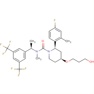 629936-07-8  1-Piperidinecarboxamide,N-[(1R)-1-[3,5-bis(trifluoromethyl)phenyl]ethyl]-2-(4-fluoro-2-methylphenyl)-4-(3-hydroxypropoxy)-N-methyl-, (2R,4S)-