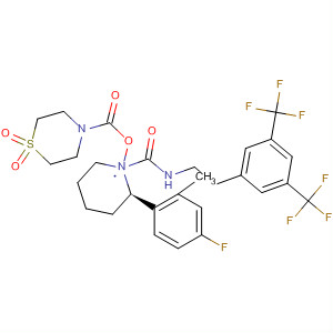 629937-49-1  4-Thiomorpholinecarboxylic acid,(2R,4S)-1-[[[[3,5-bis(trifluoromethyl)phenyl]methyl]methylamino]carbonyl]-2-(4-fluoro-2-methylphenyl)-4-piperidinyl ester, 1,1-dioxide