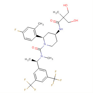 629937-55-9  1-Piperidinecarboxamide,N-[(1R)-1-[3,5-bis(trifluoromethyl)phenyl]ethyl]-2-(4-fluoro-2-methylphenyl)-4-[[3-hydroxy-2-(hydroxymethyl)-2-methyl-1-oxopropyl]amino]-N-methyl-, (2R,4S)-