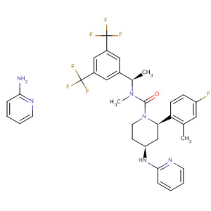629939-64-6  1-Piperidinecarboxamide,N-[(1R)-1-[3,5-bis(trifluoromethyl)phenyl]ethyl]-4-(di-2-pyridinylamino)-2-(4-fluoro-2-methylphenyl)-N-methyl-, (2R,4S)-