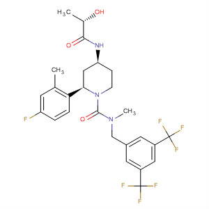 629941-91-9  1-Piperidinecarboxamide,N-[[3,5-bis(trifluoromethyl)phenyl]methyl]-2-(4-fluoro-2-methylphenyl)-4-[[(2S)-2-hydroxy-1-oxopropyl]amino]-N-methyl-, (2R,4S)-