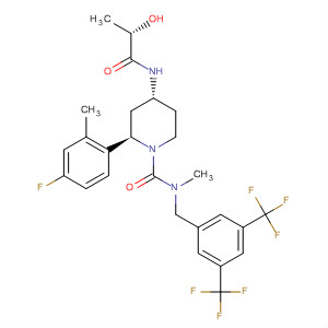 629943-64-2  1-Piperidinecarboxamide,N-[[3,5-bis(trifluoromethyl)phenyl]methyl]-2-(4-fluoro-2-methylphenyl)-4-[[(2S)-2-hydroxy-1-oxopropyl]amino]-N-methyl-, (2R,4R)-
