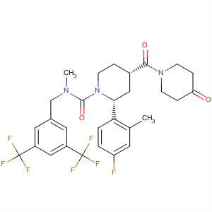 629945-47-7  1-Piperidinecarboxamide,N-[[3,5-bis(trifluoromethyl)phenyl]methyl]-2-(4-fluoro-2-methylphenyl)-N-methyl-4-[(4-oxo-1-piperidinyl)carbonyl]-, (2R,4S)-