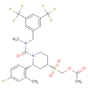 629947-14-4  1-Piperidinecarboxamide,4-[[(acetyloxy)methyl]sulfonyl]-N-[[3,5-bis(trifluoromethyl)phenyl]methyl]-2-(4-fluoro-2-methylphenyl)-N-methyl-, (2R,4S)-