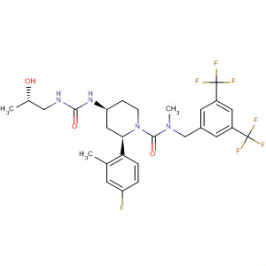 629952-62-1  1-Piperidinecarboxamide,N-[[3,5-bis(trifluoromethyl)phenyl]methyl]-2-(4-fluoro-2-methylphenyl)-4-[[[[(2S)-2-hydroxypropyl]amino]carbonyl]amino]-N-methyl-, (2R,4S)-