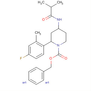 629954-23-0  1-Piperidinecarboxylic acid,2-(4-fluoro-2-methylphenyl)-4-[(2-methyl-1-oxopropyl)amino]-,phenylmethyl ester, (2R,4S)-rel-
