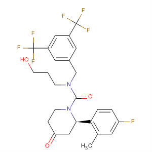 629955-16-4  1-Piperidinecarboxamide,N-[[3,5-bis(trifluoromethyl)phenyl]methyl]-2-(4-fluoro-2-methylphenyl)-N-(3-hydroxypropyl)-4-oxo-, (2R)-