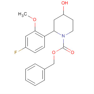 629955-72-2  1-Piperidinecarboxylic acid, 2-(4-fluoro-2-methoxyphenyl)-4-hydroxy-,phenylmethyl ester