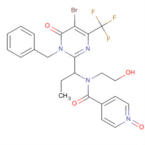 630098-96-3  4-Pyridinecarboxamide,N-[1-[5-bromo-1,6-dihydro-6-oxo-1-(phenylmethyl)-4-(trifluoromethyl)-2-pyrimidinyl]propyl]-N-(2-hydroxyethyl)-, 1-oxide