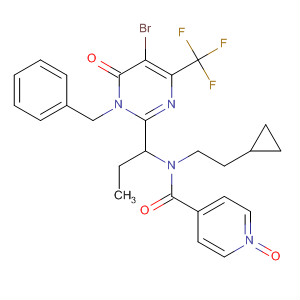 630099-23-9  4-Pyridinecarboxamide,N-[1-[5-bromo-1,6-dihydro-6-oxo-1-(phenylmethyl)-4-(trifluoromethyl)-2-pyrimidinyl]propyl]-N-(2-cyclopropylethyl)-, 1-oxide