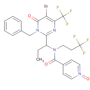 630099-24-0  4-Pyridinecarboxamide,N-[1-[5-bromo-1,6-dihydro-6-oxo-1-(phenylmethyl)-4-(trifluoromethyl)-2-pyrimidinyl]propyl]-N-(3,3,3-trifluoropropyl)-, 1-oxide