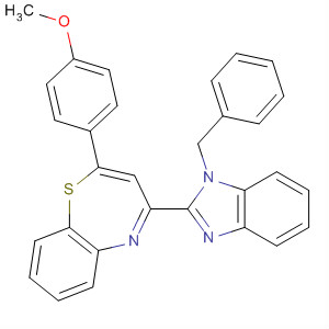 630102-65-7  1,5-Benzothiazepine,2-(4-methoxyphenyl)-4-[1-(phenylmethyl)-1H-benzimidazol-2-yl]-