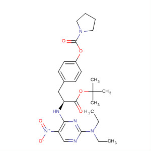 630123-58-9  1-Pyrrolidinecarboxylic acid,4-[(2S)-2-[[2-(diethylamino)-5-nitro-4-pyrimidinyl]amino]-3-(1,1-dimethylethoxy)-3-oxopropyl]phenyl ester