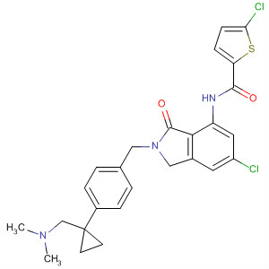 630388-22-6  2-Thiophenecarboxamide,5-chloro-N-[6-chloro-2-[[4-[1-[(dimethylamino)methyl]cyclopropyl]phenyl]methyl]-2,3-dihydro-3-oxo-1H-isoindol-4-yl]-
