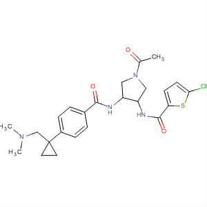 630389-57-0  2-Thiophenecarboxamide,N-[1-acetyl-4-[[4-[1-[(dimethylamino)methyl]cyclopropyl]benzoyl]amino]-3-pyrrolidinyl]-5-chloro-