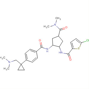 630389-61-6  2-Thiophenecarboxamide,5-chloro-N-[4-[(dimethylamino)carbonyl]-2-[[4-[1-[(dimethylamino)methyl]cyclopropyl]benzoyl]amino]cyclopentyl]-